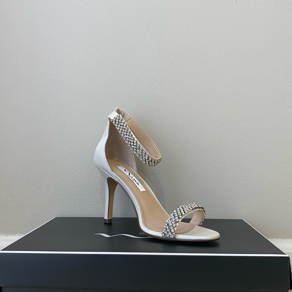 Mina White Diamond Crusted Heels